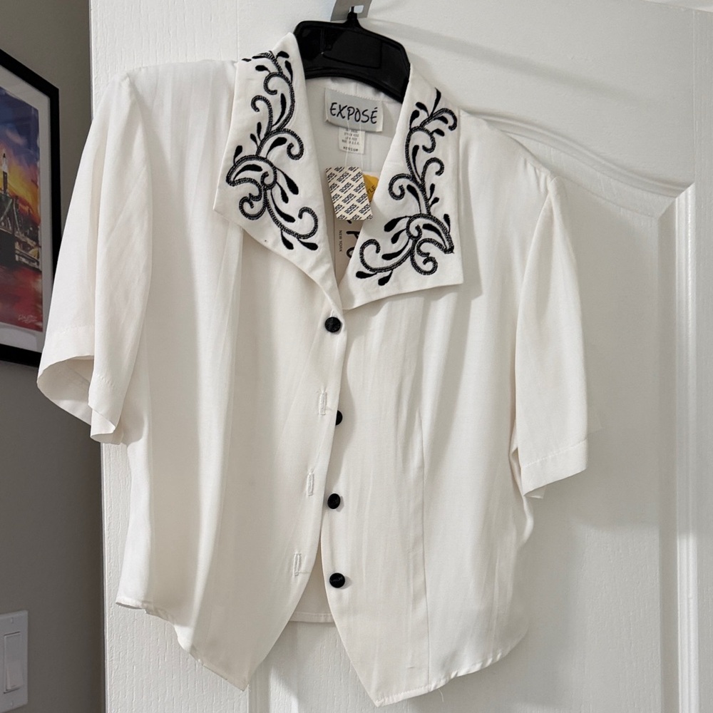 Expose White Embroidered Women's Top